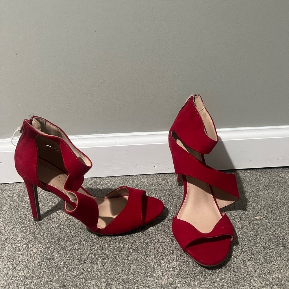 Red strappy heels